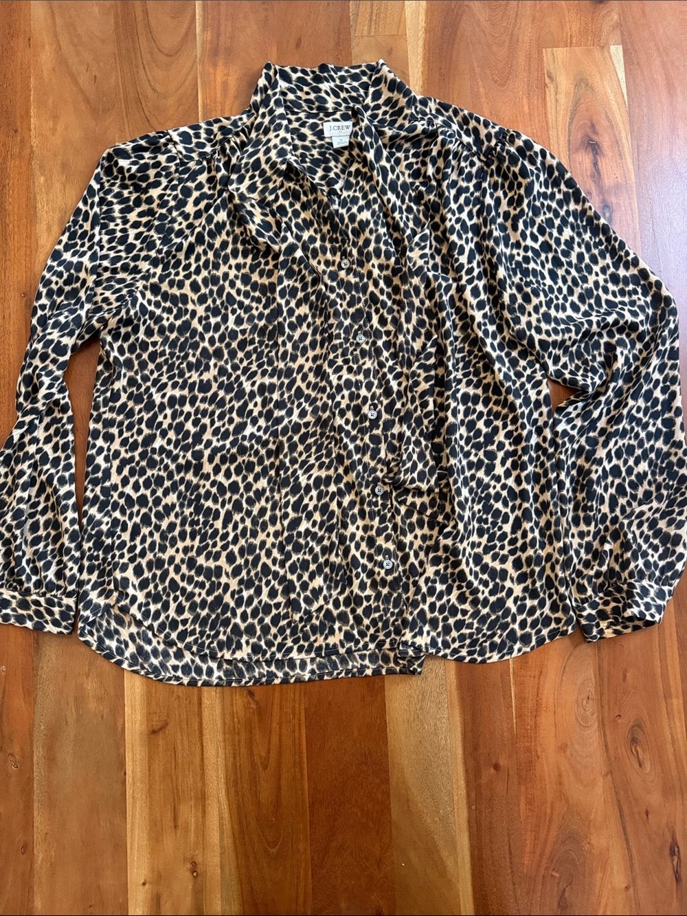 J. Crew Women’s Leopard Print Button-Down Shirt in Tan and Black - Size Large